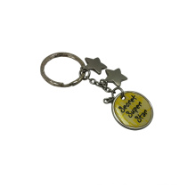 Promotional Metal Keyrings Liga de zinco Metal Chaveiros com placa e estrelas